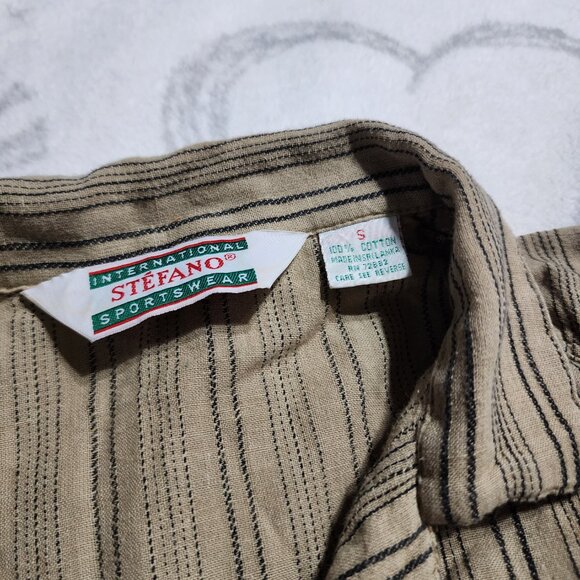 Vintage Stefano International Sportswear Cropped Striped Button Shirt Sz‎ S - Picture 2 of 4